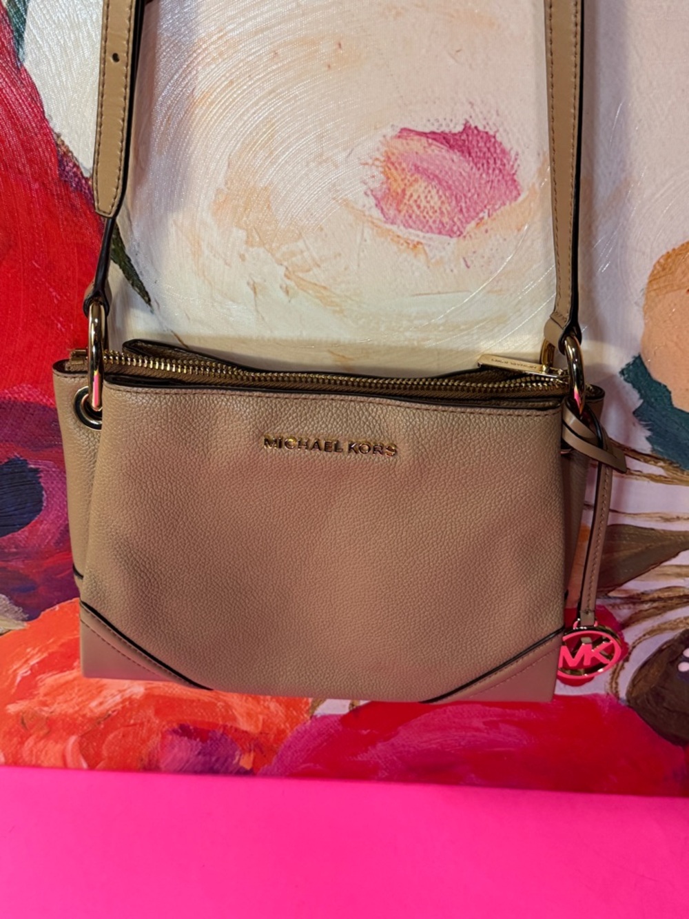 Michael Kors Tan Pebble Leather Crossbody with Gold Hardware - Picture 5 of 10